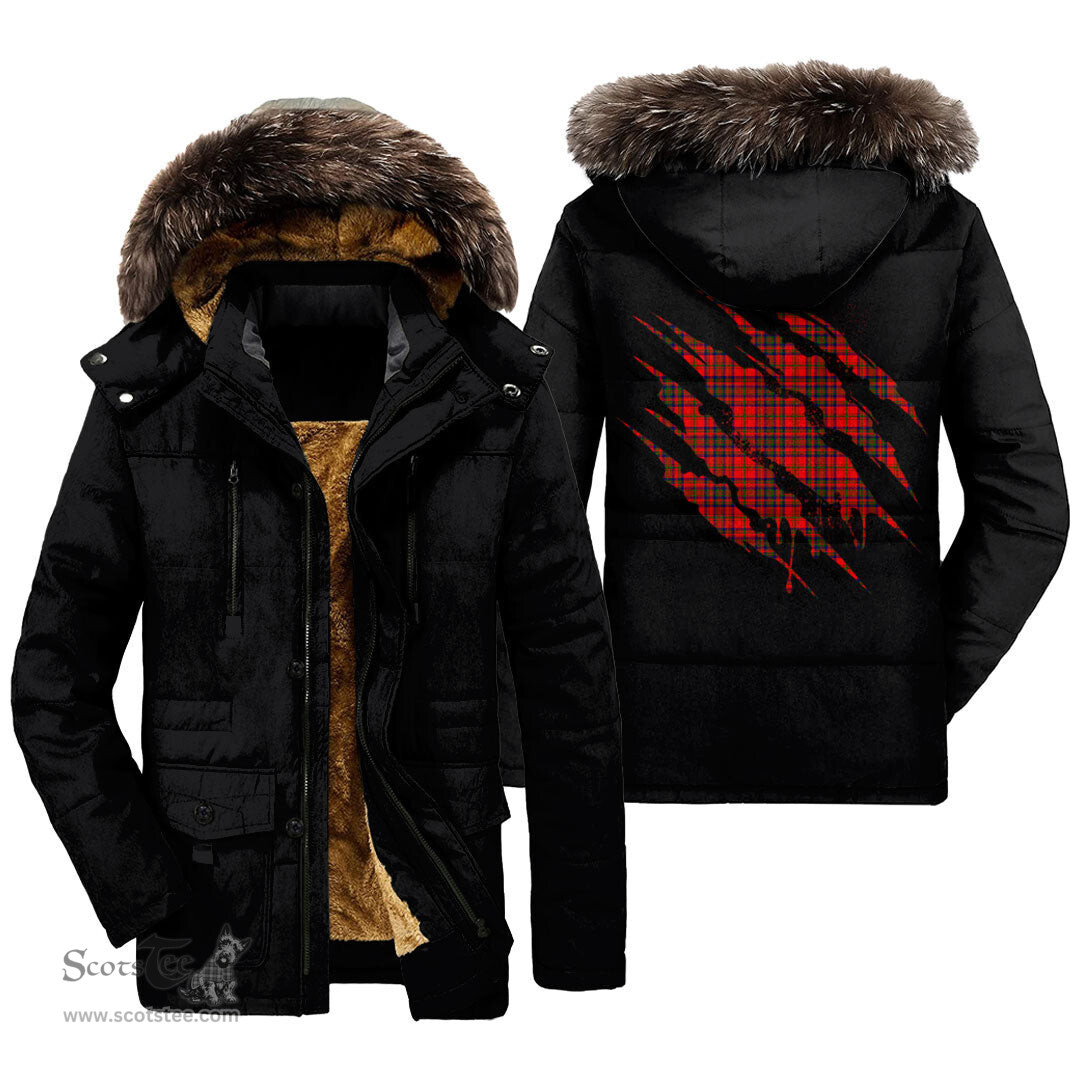 ScotsTee Shop Scottish Matheson Modern Clan Tartan Scratch Tartan Faux Fur Hooded Parka Jacket