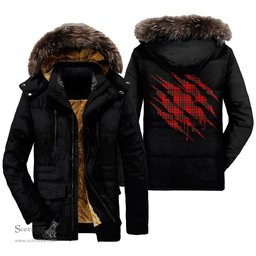 ScotsTee Shop Scottish Matheson Modern Clan Tartan Scratch Tartan Faux Fur Hooded Parka Jacket