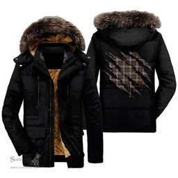 ScotsTee Shop Scottish MacRae Hunting Weathered Clan Tartan Scratch Tartan Faux Fur Hooded Parka Jacket