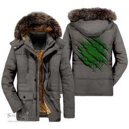 ScotsTee Shop Scottish Tribe of Mar Clan Tartan Scratch Tartan Faux Fur Hooded Parka Jacket