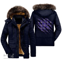 ScotsTee Shop Scottish Ochterlony Clan Tartan Scratch Tartan Faux Fur Hooded Parka Jacket