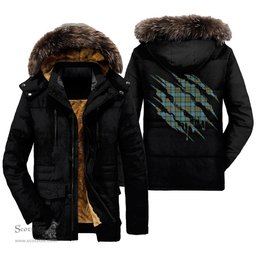 ScotsTee Shop Scottish Paisley District Clan Tartan Scratch Tartan Faux Fur Hooded Parka Jacket