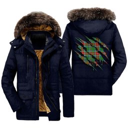 ScotsTee Shop Scottish Muirhead Clan Tartan Scratch Tartan Faux Fur Hooded Parka Jacket