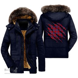 ScotsTee Shop Scottish Wishart Dress Clan Tartan Scratch Tartan Faux Fur Hooded Parka Jacket