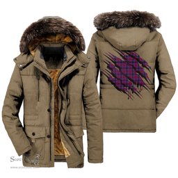 ScotsTee Shop Scottish Montgomery Modern Clan Tartan Scratch Tartan Faux Fur Hooded Parka Jacket
