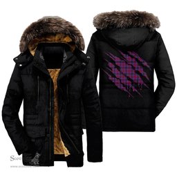 ScotsTee Shop Scottish Montgomery Modern Clan Tartan Scratch Tartan Faux Fur Hooded Parka Jacket