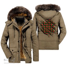 ScotsTee Shop Scottish Pollock Modern Clan Tartan Scratch Tartan Faux Fur Hooded Parka Jacket