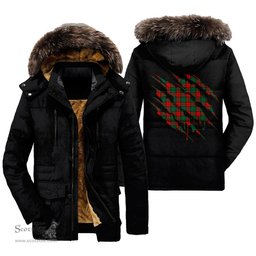 ScotsTee Shop Scottish Stewart Atholl Modern Clan Tartan Scratch Tartan Faux Fur Hooded Parka Jacket