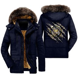 ScotsTee Shop Scottish Stewart Dress Ancient Clan Crest Tartan Scratch Tartan Faux Fur Hooded Parka Jacket