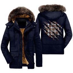 ScotsTee Shop Scottish Stewart Dress Modern Clan Tartan Scratch Tartan Faux Fur Hooded Parka Jacket