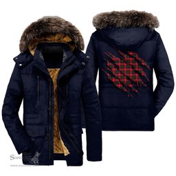 ScotsTee Shop Scottish Roxburgh District Clan Tartan Scratch Tartan Faux Fur Hooded Parka Jacket