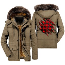 ScotsTee Shop Scottish Ramsay Modern Clan Tartan Scratch Tartan Faux Fur Hooded Parka Jacket