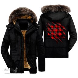 ScotsTee Shop Scottish Ramsay Modern Clan Tartan Scratch Tartan Faux Fur Hooded Parka Jacket