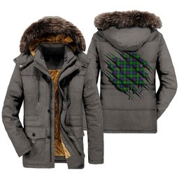ScotsTee Shop Scottish Tait Modern Clan Tartan Scratch Tartan Faux Fur Hooded Parka Jacket