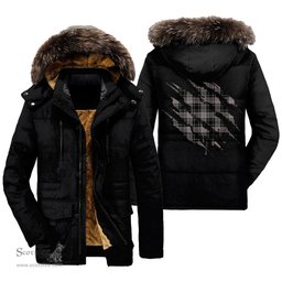 ScotsTee Shop Scottish Moffat Modern Clan Tartan Scratch Tartan Faux Fur Hooded Parka Jacket