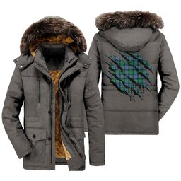 ScotsTee Shop Scottish Morrison Ancient Clan Tartan Scratch Tartan Faux Fur Hooded Parka Jacket