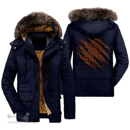 ScotsTee Shop Scottish Skene Modern Clan Tartan Scratch Tartan Faux Fur Hooded Parka Jacket