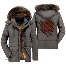 ScotsTee Shop Scottish Skene Modern Clan Tartan Scratch Tartan Faux Fur Hooded Parka Jacket