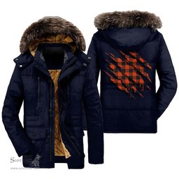 ScotsTee Shop Scottish Rob Roy MacGregor Ancient Clan Tartan Scratch Tartan Faux Fur Hooded Parka Jacket