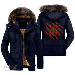 ScotsTee Shop Scottish Rattray Modern Clan Tartan Scratch Tartan Faux Fur Hooded Parka Jacket