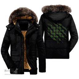 ScotsTee Shop Scottish Webster Clan Tartan Scratch Tartan Faux Fur Hooded Parka Jacket