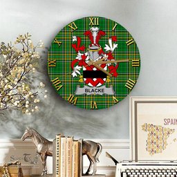 ScotsTee Shop Irish Blacke Coat of Arms Family Crest Ireland Wooden Wall Clock Irish National Tartan Irish County Wall Clocks