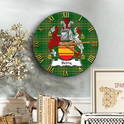 ScotsTee Shop Irish Berry Coat of Arms Family Crest Ireland Wooden Wall Clock Irish National Tartan Irish County Wall Clocks