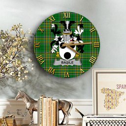 ScotsTee Shop Irish Basile Coat of Arms Family Crest Ireland Wooden Wall Clock Irish National Tartan Irish County Wall Clocks
