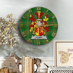 ScotsTee Shop Irish Clary or O Clary. Coat of Arms Family Crest Ireland Wooden Wall Clock Irish National Tartan Irish County Wall Clocks