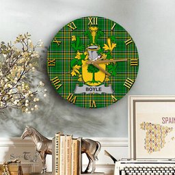 ScotsTee Shop Irish Boyle or O Boyle Coat of Arms Family Crest Ireland Wooden Wall Clock Irish National Tartan Irish County Wall Clocks