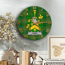 ScotsTee Shop Irish Curdy or McCurdy Coat of Arms Family Crest Ireland Wooden Wall Clock Irish National Tartan Irish County Wall Clocks