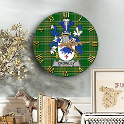 ScotsTee Shop Irish Crowley or O Crouley Coat of Arms Family Crest Ireland Wooden Wall Clock Irish National Tartan Irish County Wall Clocks