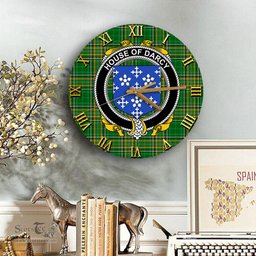 ScotsTee Shop Irish House of DARCY Coat of Arms Family Crest Ireland Wooden Wall Clock Irish National Tartan Irish County Wall Clocks