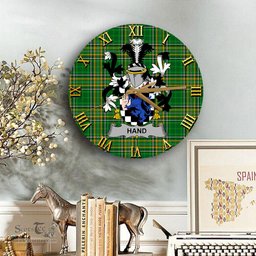 ScotsTee Shop Irish Hand or McClave Coat of Arms Family Crest Ireland Wooden Wall Clock Irish National Tartan Irish County Wall Clocks