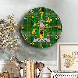 ScotsTee Shop Irish Hara or O Hara Coat of Arms Family Crest Ireland Wooden Wall Clock Irish National Tartan Irish County Wall Clocks