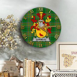ScotsTee Shop Irish Gormley or O Gormley Coat of Arms Family Crest Ireland Wooden Wall Clock Irish National Tartan Irish County Wall Clocks