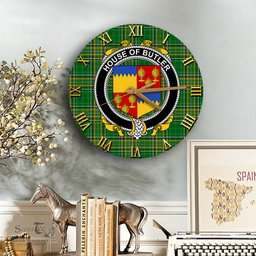 ScotsTee Shop Irish House of BUTLER Coat of Arms Family Crest Ireland Wooden Wall Clock Irish National Tartan Irish County Wall Clocks