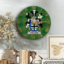ScotsTee Shop Irish Fullam Coat of Arms Family Crest Ireland Wooden Wall Clock Irish National Tartan Irish County Wall Clocks