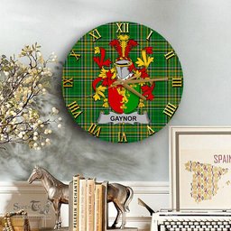 ScotsTee Shop Irish Gaynor or McGaynor Coat of Arms Family Crest Ireland Wooden Wall Clock Irish National Tartan Irish County Wall Clocks