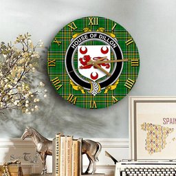 ScotsTee Shop Irish House of DILLON Coat of Arms Family Crest Ireland Wooden Wall Clock Irish National Tartan Irish County Wall Clocks