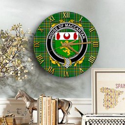 ScotsTee Shop Irish House of MACCARTAN Coat of Arms Family Crest Ireland Wooden Wall Clock Irish National Tartan Irish County Wall Clocks