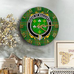 ScotsTee Shop Irish House of MACCURTIN Coat of Arms Family Crest Ireland Wooden Wall Clock Irish National Tartan Irish County Wall Clocks
