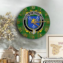 ScotsTee Shop Irish House of MACCOLGAN Coat of Arms Family Crest Ireland Wooden Wall Clock Irish National Tartan Irish County Wall Clocks