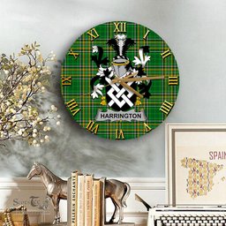 ScotsTee Shop Irish Harrington Coat of Arms Family Crest Ireland Wooden Wall Clock Irish National Tartan Irish County Wall Clocks