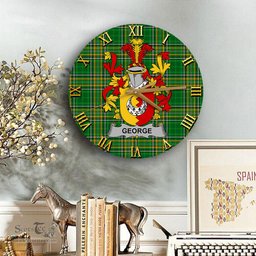 ScotsTee Shop Irish George Coat of Arms Family Crest Ireland Wooden Wall Clock Irish National Tartan Irish County Wall Clocks