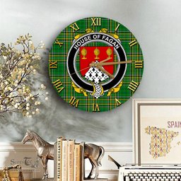 ScotsTee Shop Irish House of FAGAN Coat of Arms Family Crest Ireland Wooden Wall Clock Irish National Tartan Irish County Wall Clocks
