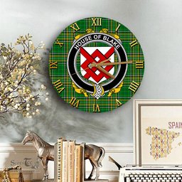 ScotsTee Shop Irish House of BLAKE Coat of Arms Family Crest Ireland Wooden Wall Clock Irish National Tartan Irish County Wall Clocks