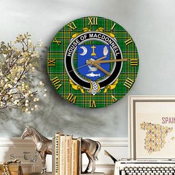 ScotsTee Shop Irish House of MACDONNELL Clare and Connacht Coat of Arms Family Crest Ireland Wooden Wall Clock Irish National Tartan Irish County Wall Clocks