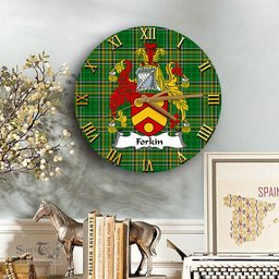 ScotsTee Shop Irish Forkin Coat of Arms Family Crest Ireland Wooden Wall Clock Irish National Tartan Irish County Wall Clocks