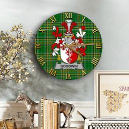 ScotsTee Shop Irish Goodwin Coat of Arms Family Crest Ireland Wooden Wall Clock Irish National Tartan Irish County Wall Clocks